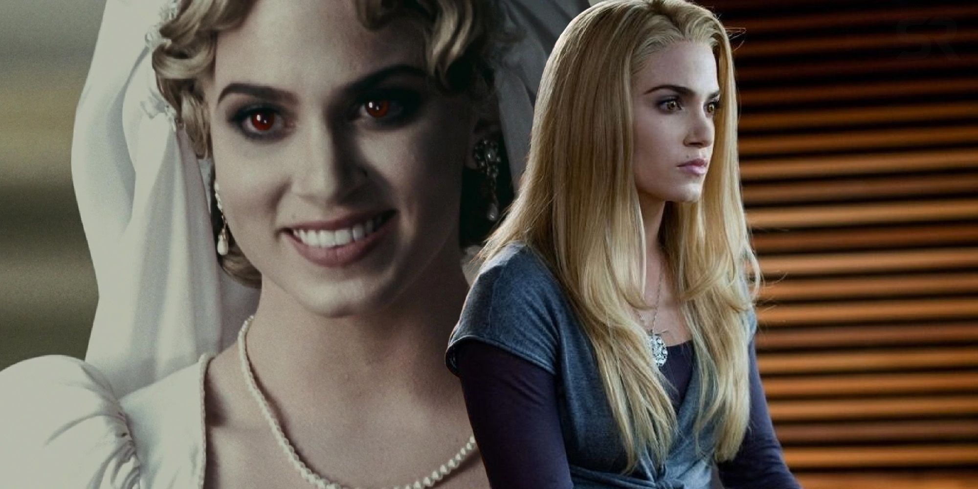 A picture of Rosalie as a bride superimposed over Rosalie reminiscing in Breaking Dawn.