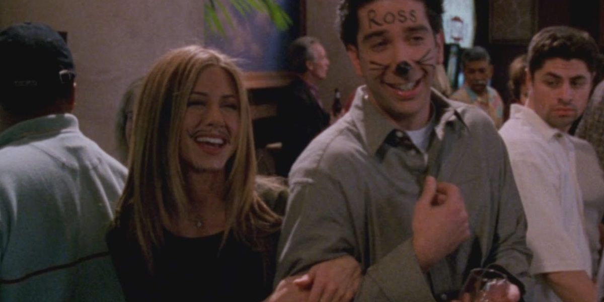 Ross and Rachel with permanent marker on their faces