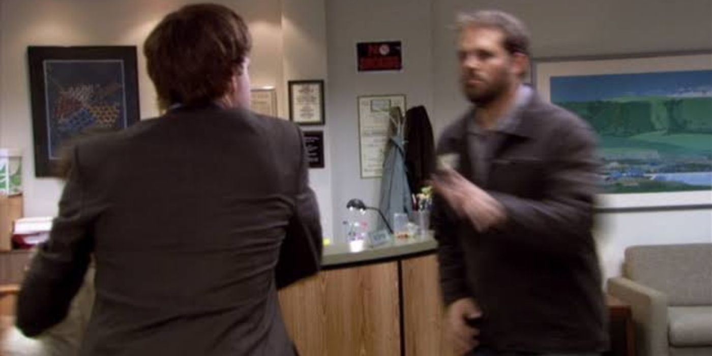 Roy charges at Jim on The Office