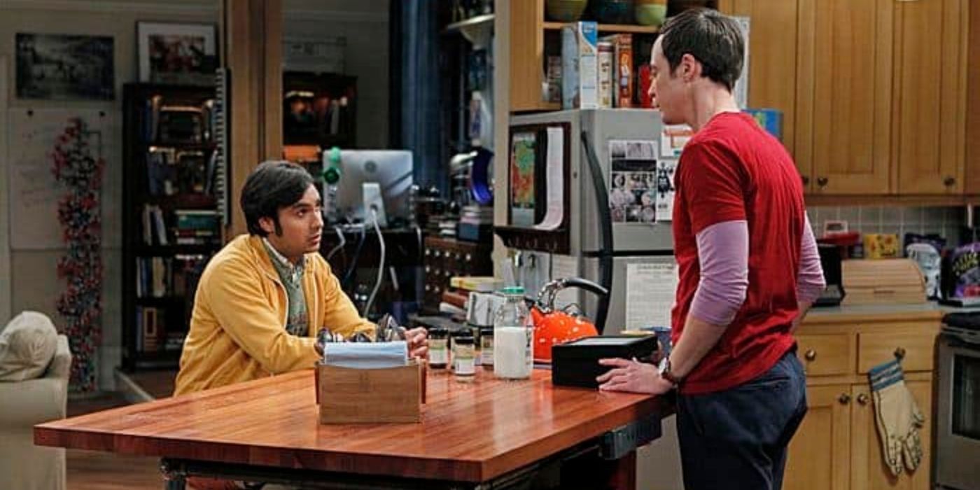 Sheldon and Raj talking while drinking tea in TBBT