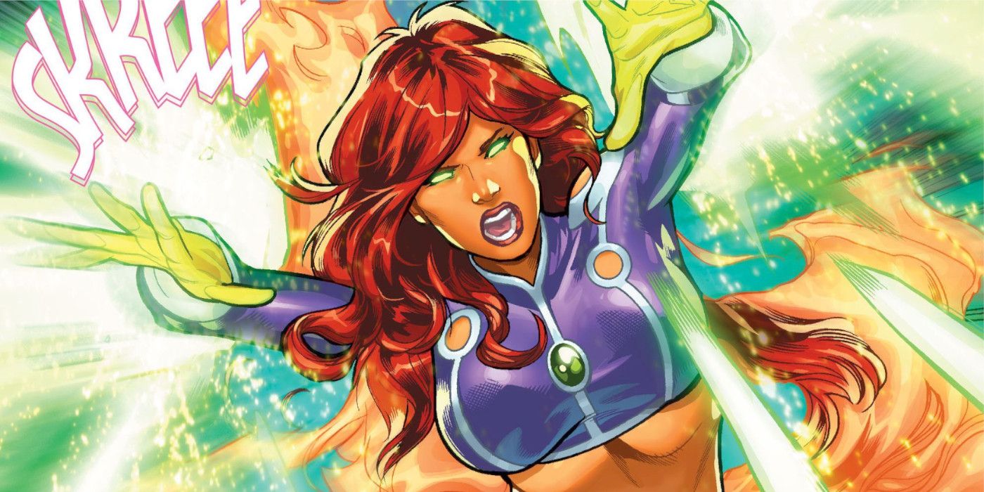 Starfire firing her starbolts in DC comics