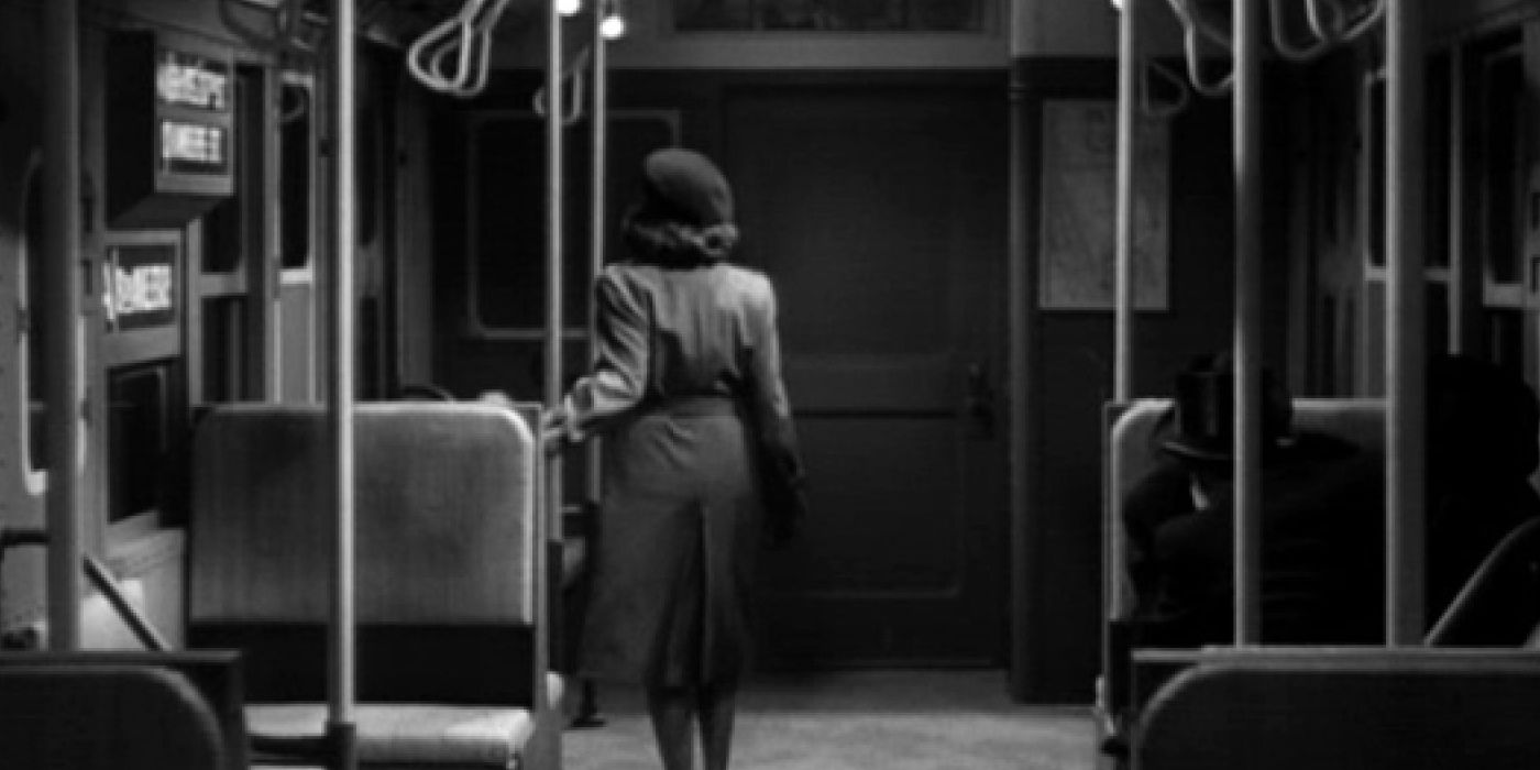 woman exploring traincar