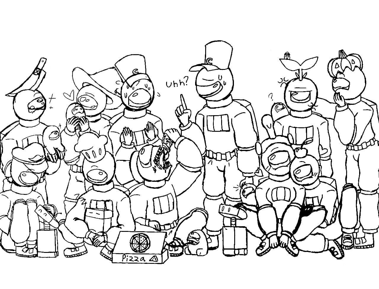 Among Us coloring page Wonder Day realistic Crewmates
