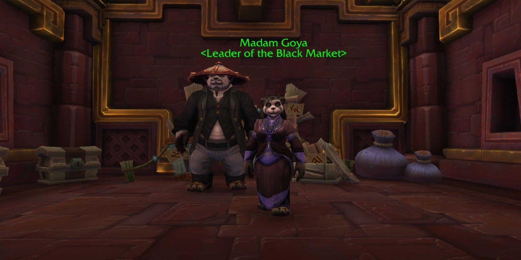 The leader of the Black Market Auction House, Madam Goya, in World of Warcraft: Shadowlands