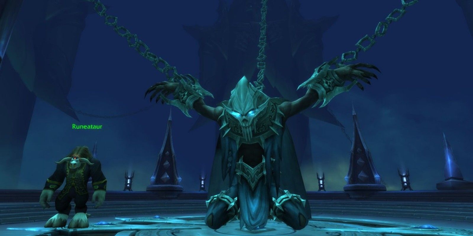 The Runecarver in full shackles in World of Warcraft: Shadowlands