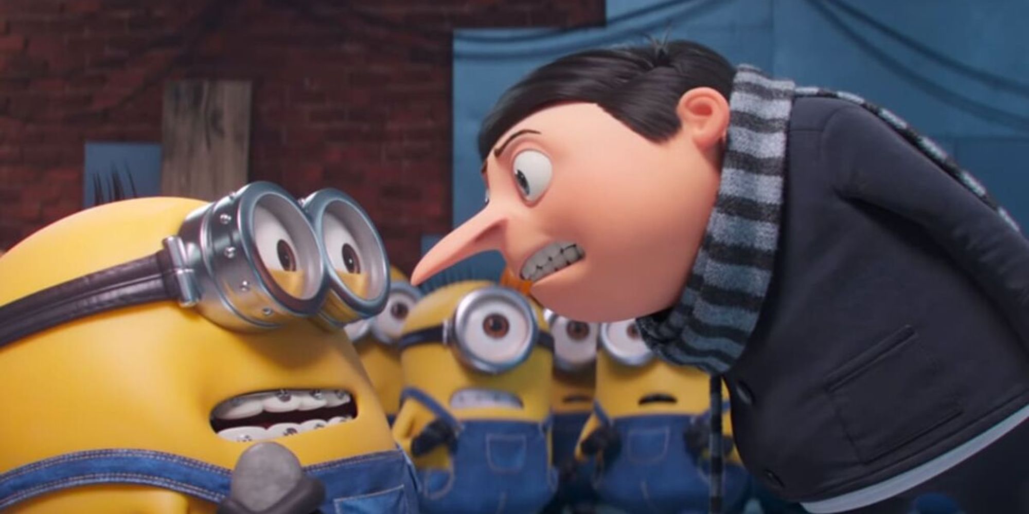 Young Gru talking to a Minion in Minions: The Rise of Gru
