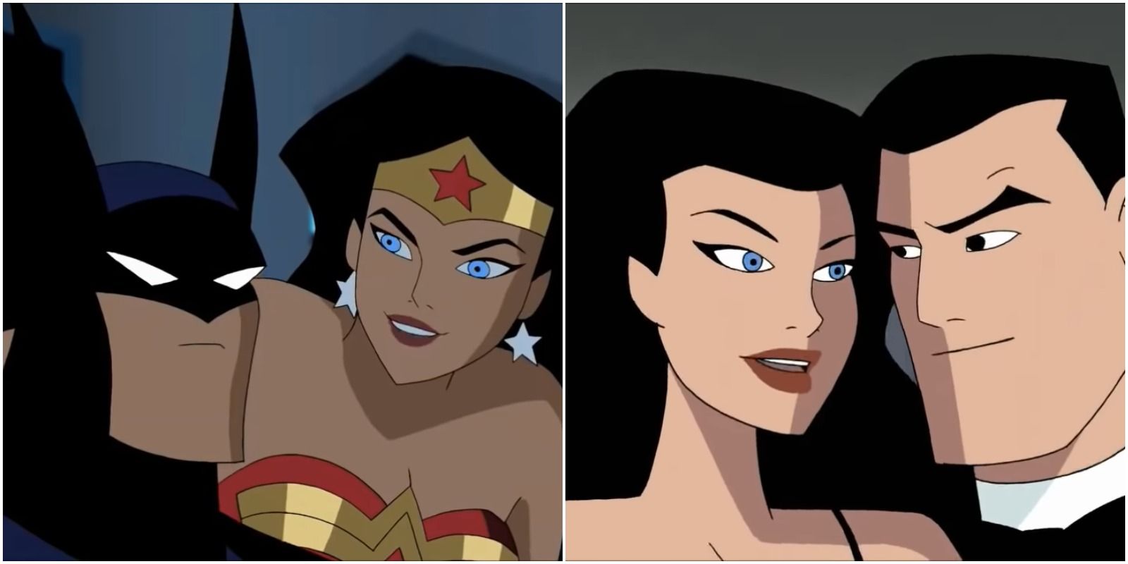 justice league unlimited wonder woman and batman kiss