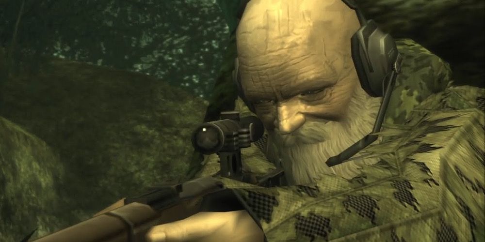 The End using a sniper rifle in Metal Gear Solid 3