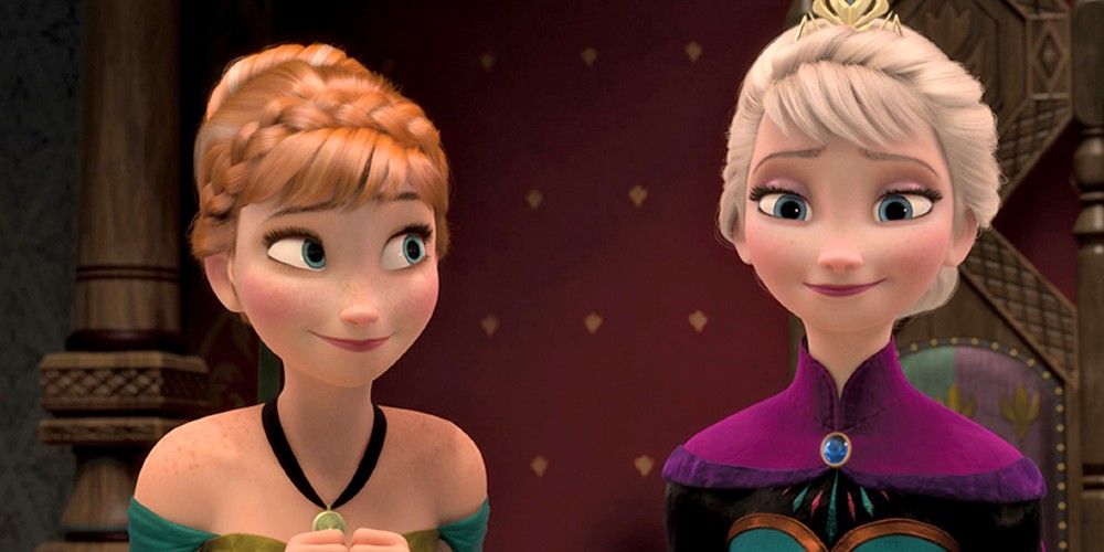 Anna looking at Elsa in Frozen