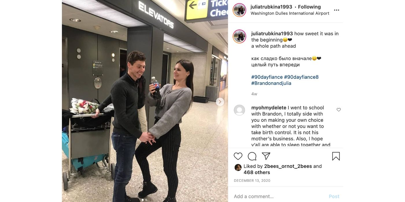 90 Day Fiance Brandon Julia Airport Reunion Instagram