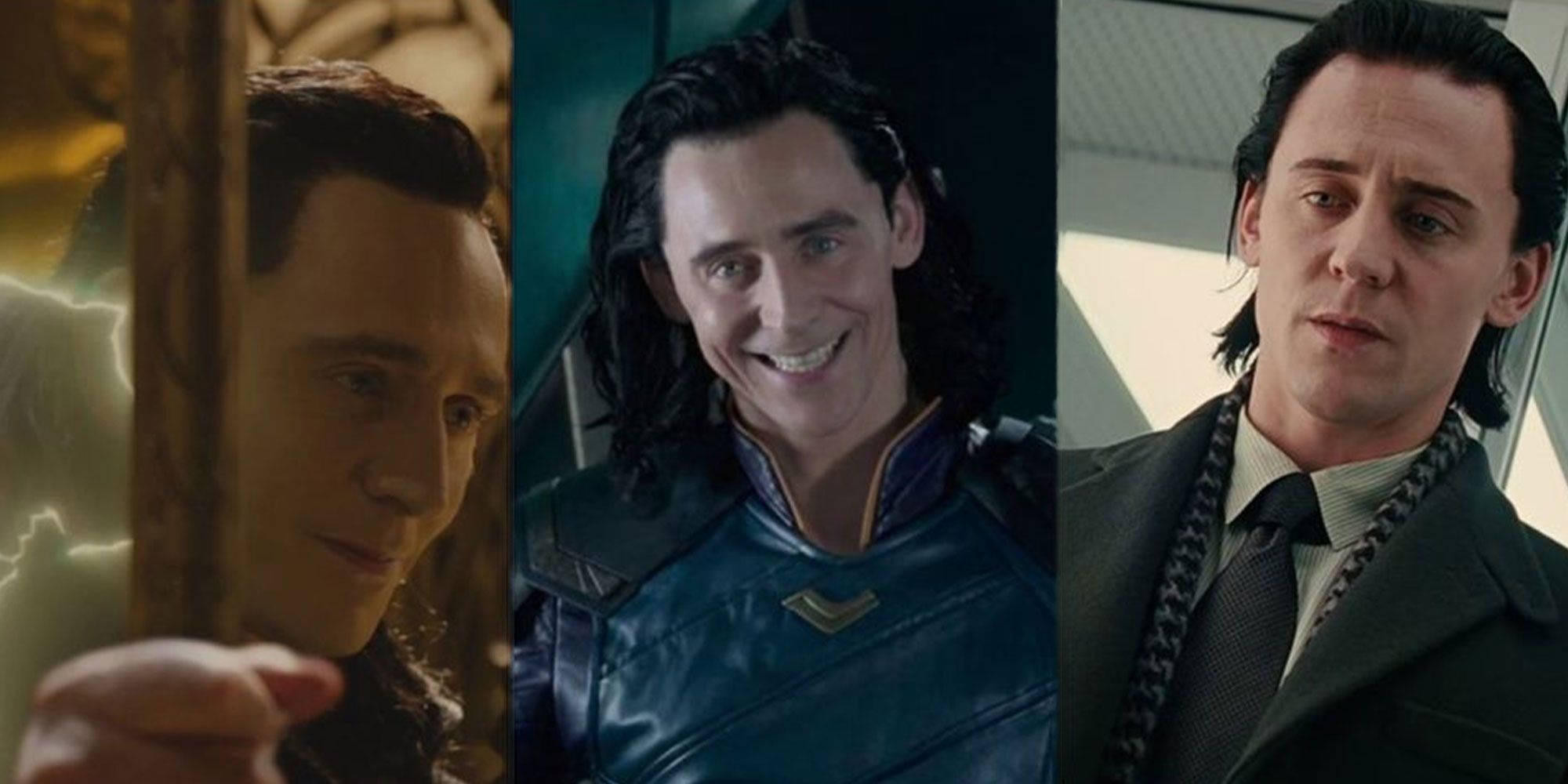 Split image Loki in Thor Dark World Thor Ragnarok and Thor 2011