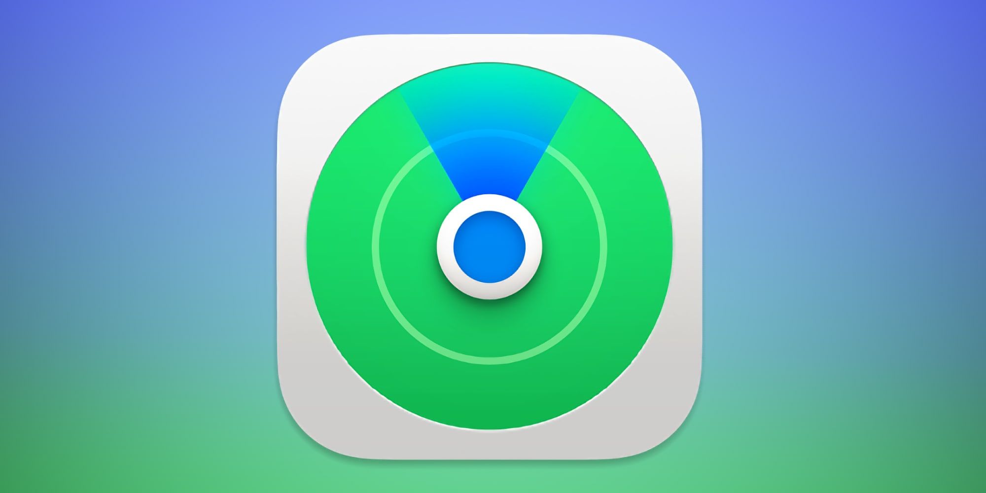 Apple FindMy App icon on a blue and green background
