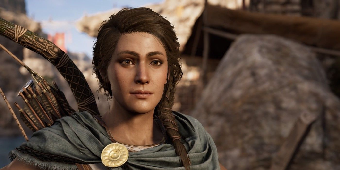 Kassandra looking serious in Assassin's Creed: Odyssey.