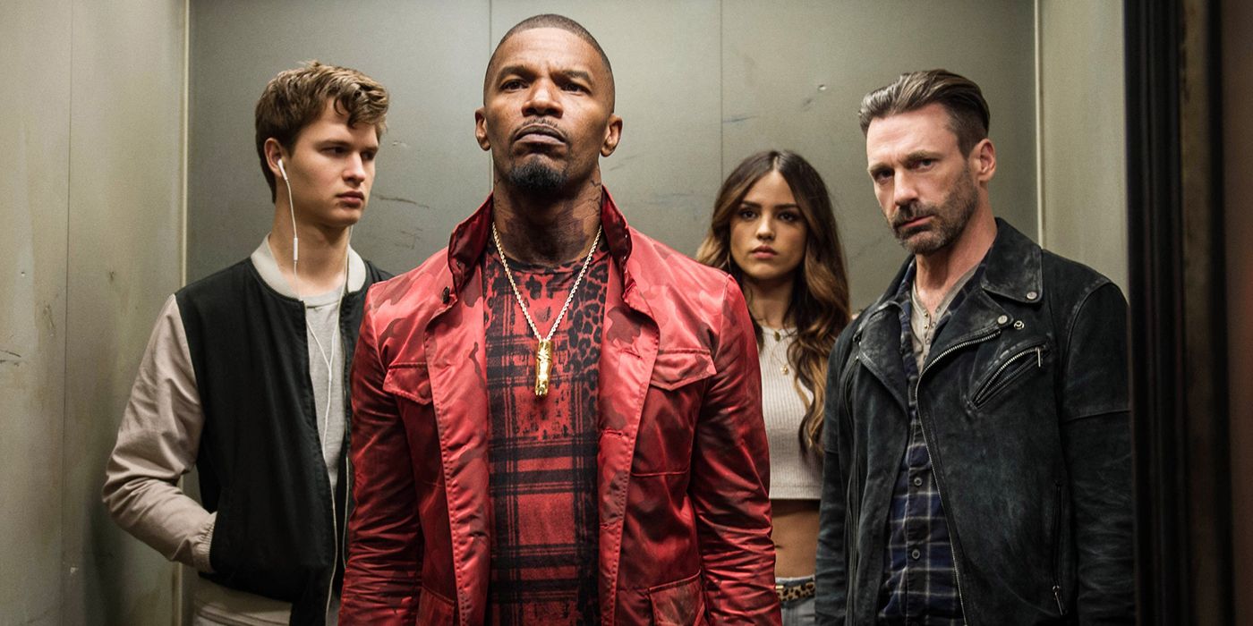 The team in an elevator in Baby Driver