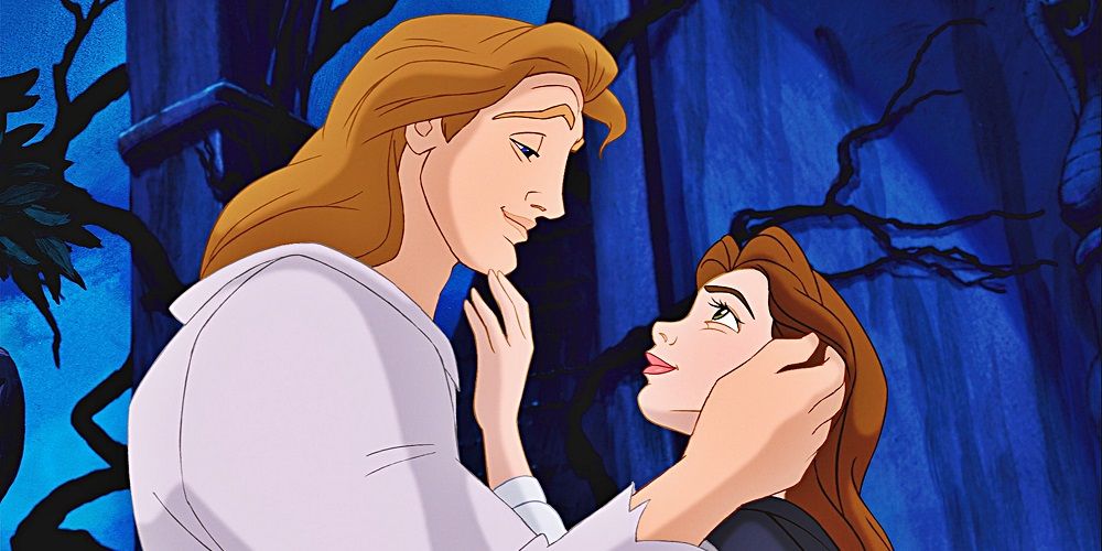 Belle and prince Adam in Beauty and the Beast.
