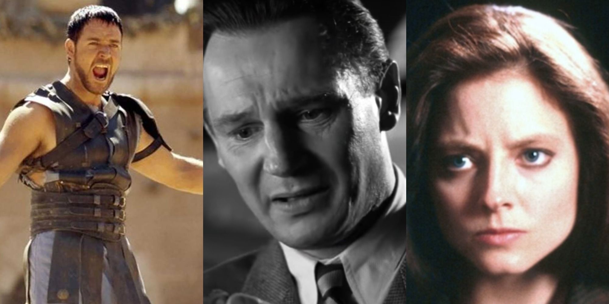 Split image of Gladiator, Schindler's List and The Silence of the Lambs