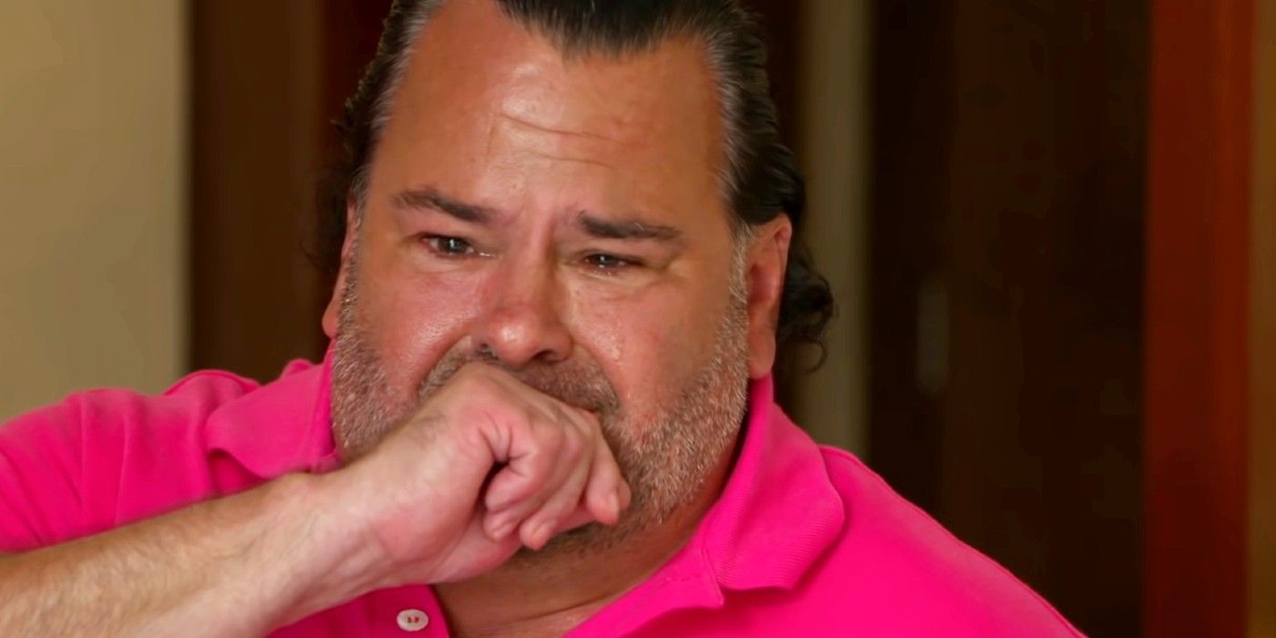 Big Ed Brown from 90 Day Fiancé pink shirt looking upset