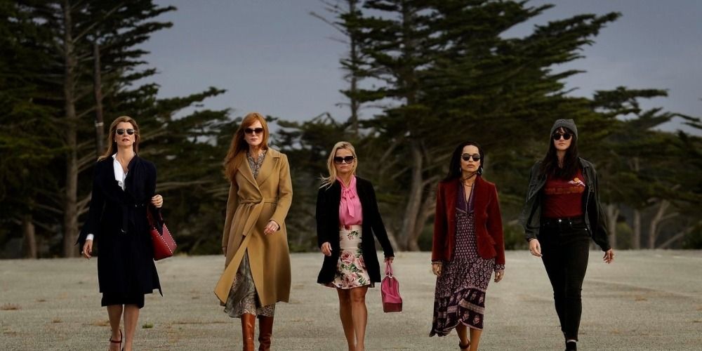 The upper class characters of Big Little Lies strut towards the camera