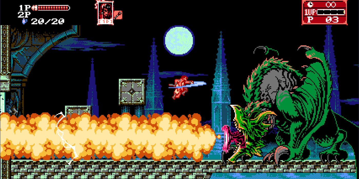 Gameplay showing a dragon in Curse of the Moon