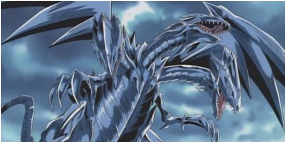 Blue-Eyes Ultimate Dragon in the anime battling Yugi