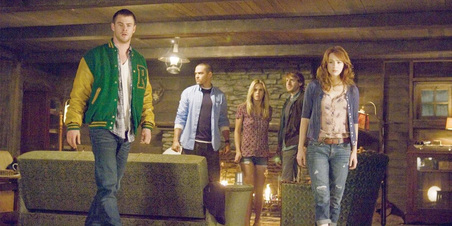 The Cabin in the Woods cast in the cabin