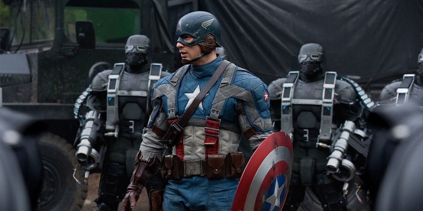 Cap holds his shield in the First Avenger 