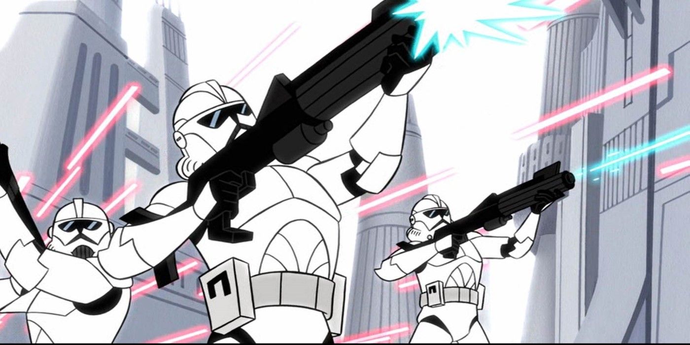 Clone Troopers during the Battle of Coruscant in Star Wars: Clone Wars.