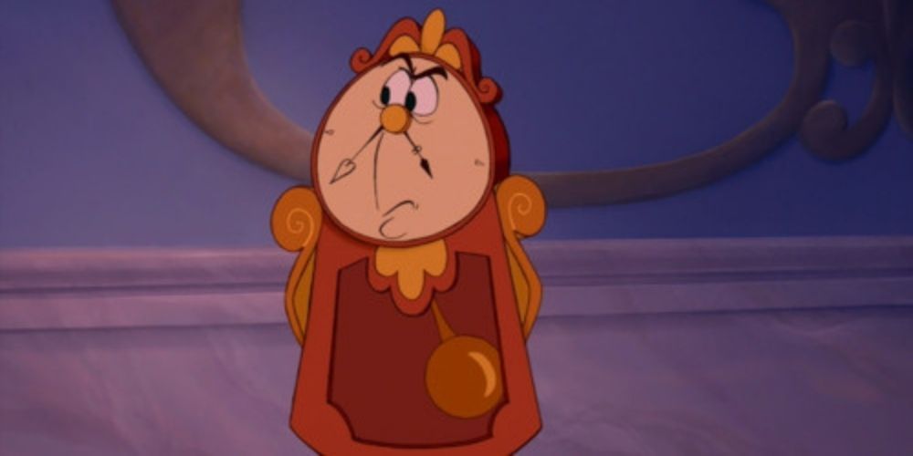 Cogsworth standing in the hallway from Beauty and the Beast