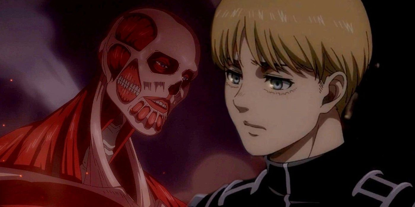 Colossal Titan and Armin in Attack On Titan