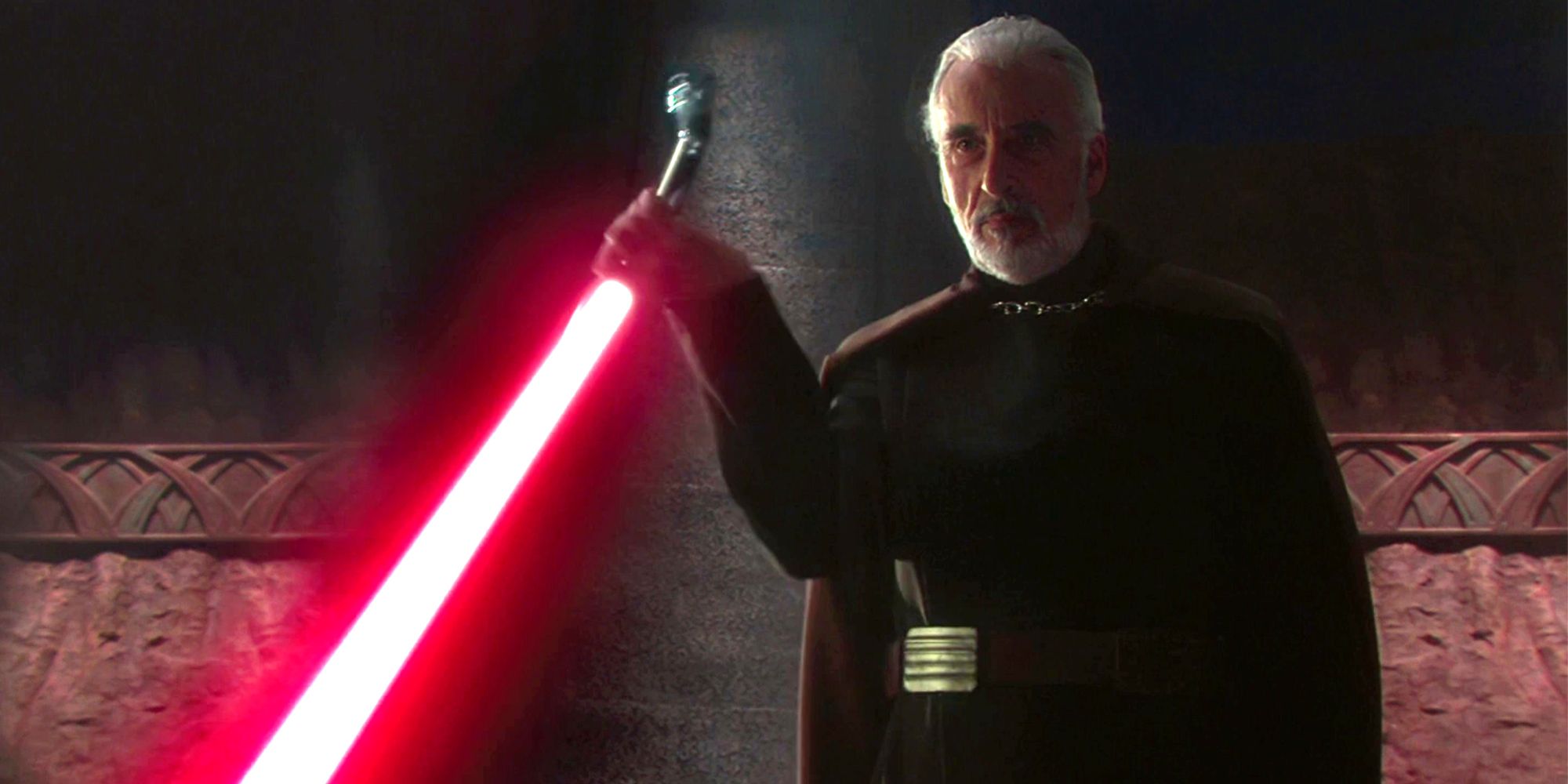 Count Dooku wielding lightsaber in Star Wars