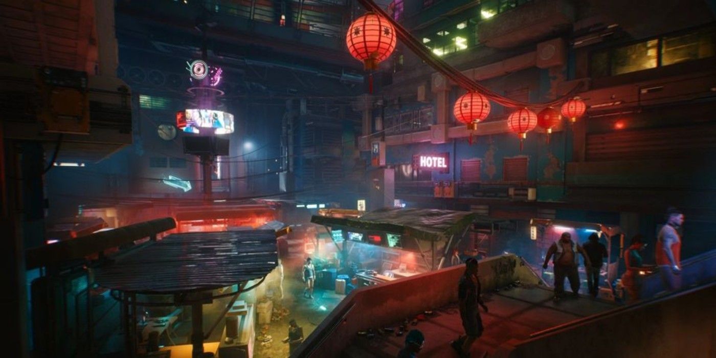 Japantown at night in Cyberpunk 2077