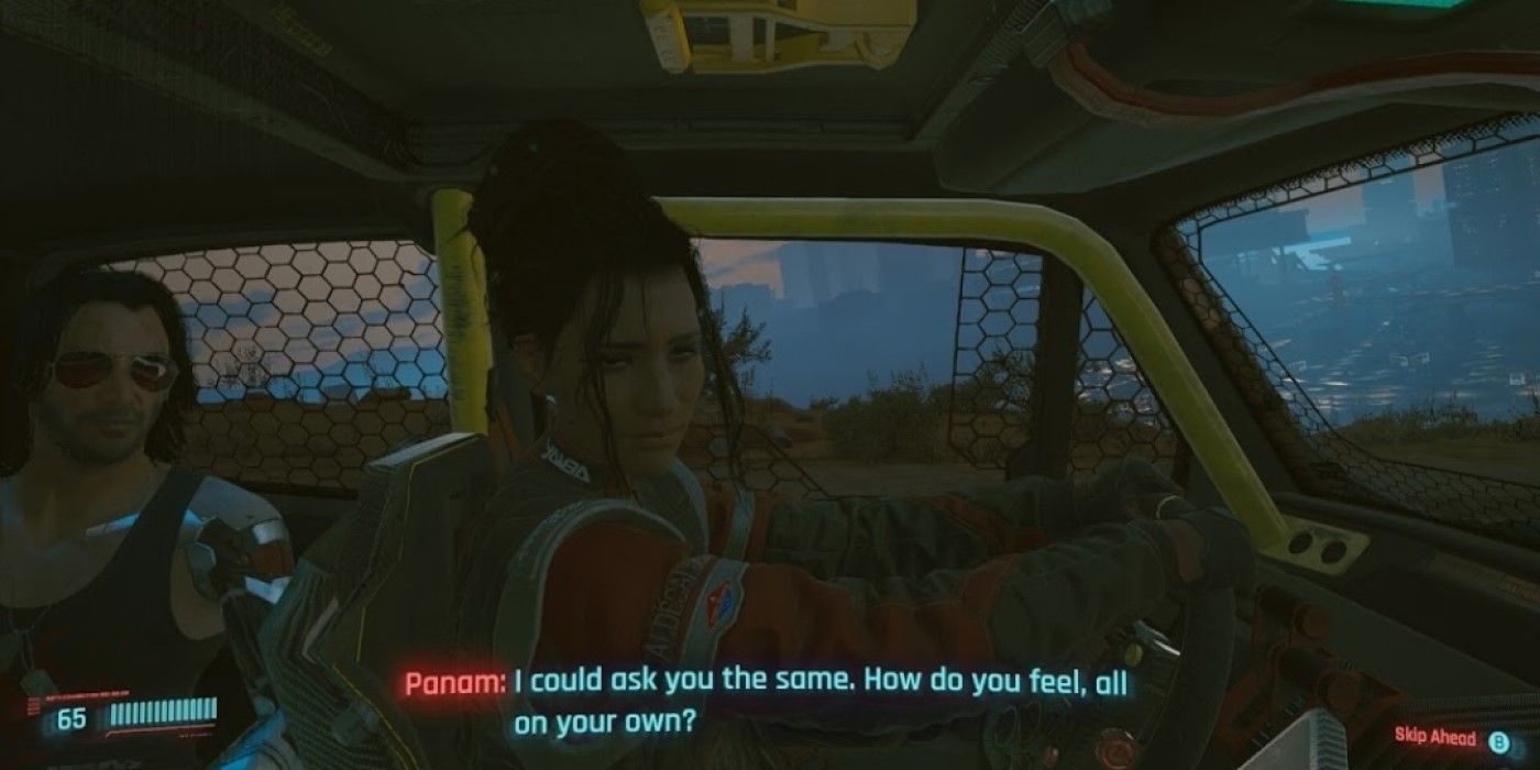 Panam talking to V in the car