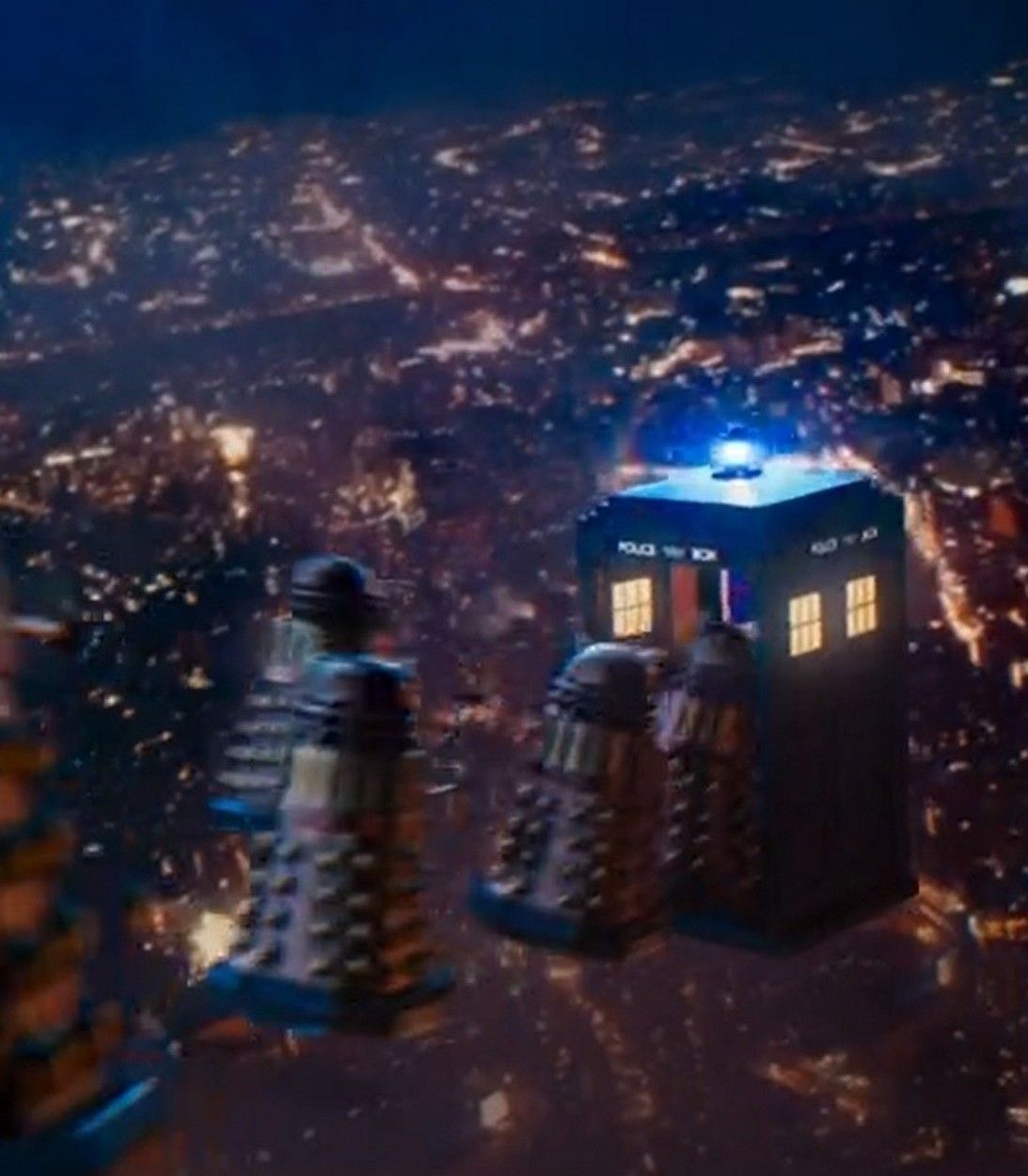 Daleks and TARDIS in Doctor Who vertical