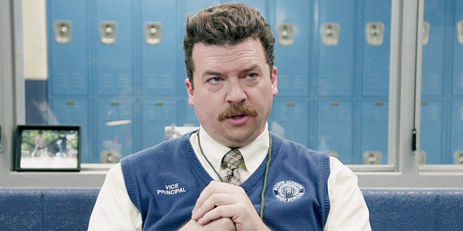 Neal Gamby looking serious in Vice Principals