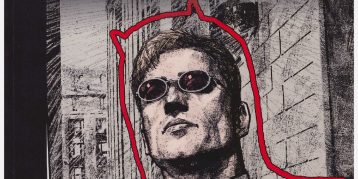 Matt Murdock on the cover of the newspaper, outlined with Daredevil after his identity was leaked in Marvel comics