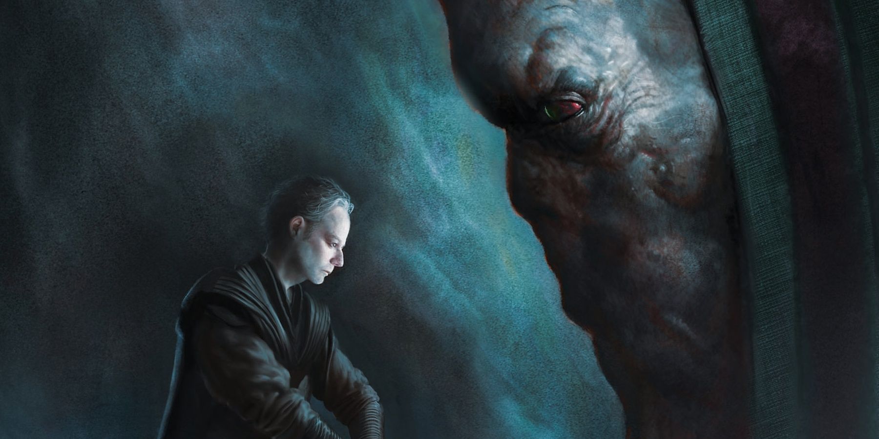 Sheev Palpatine and Darth Plagueis on the cover of James Luceno's Darth Plagueis book