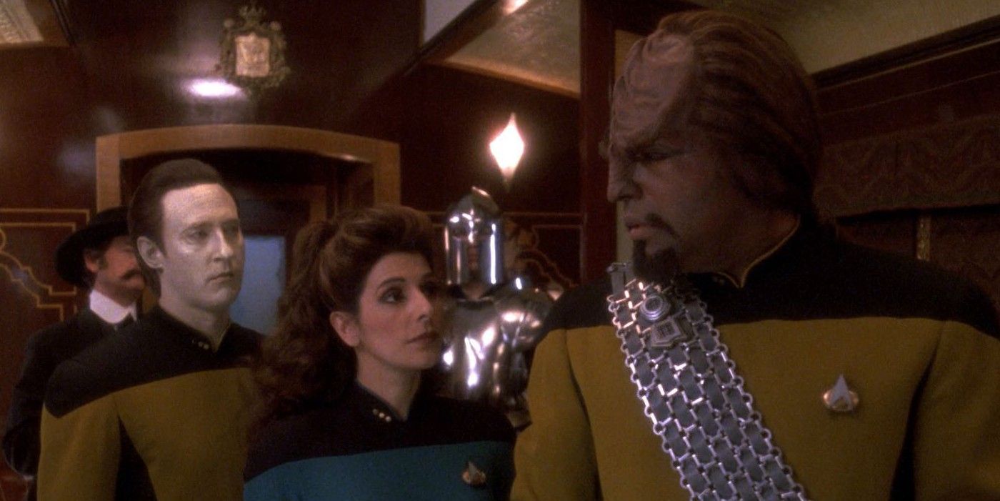 Data Troi And Worf In The Star Trek The Next Generation Episode Emergence