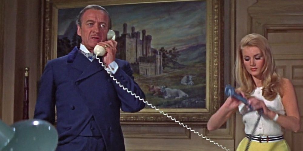 David Niven and Barbara Bouchet in Casino Royale 1967