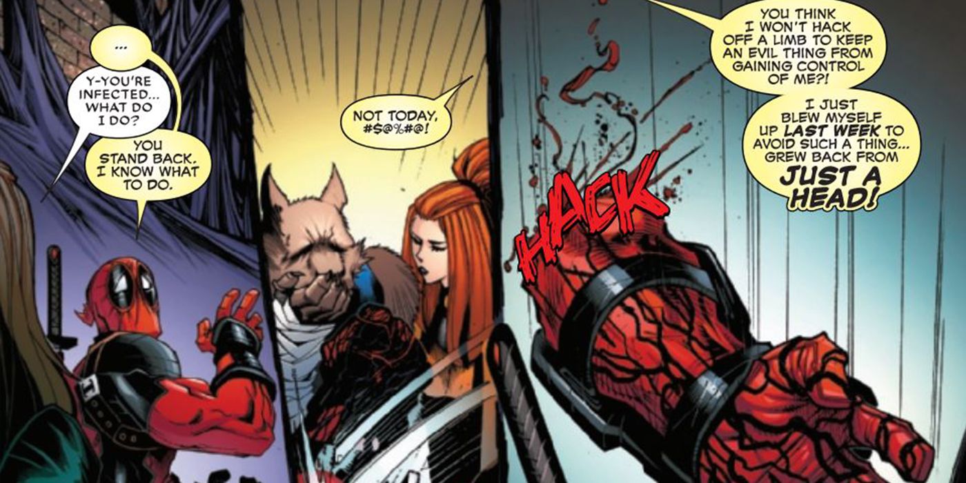 Deadpool Cuts his Arm off in Marvel comics