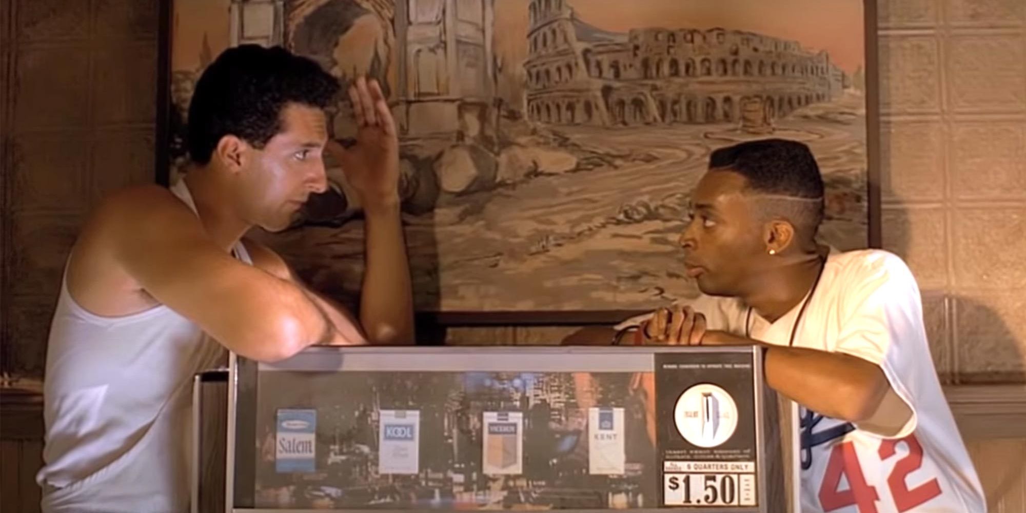 Two characters speaking to each other in Do the Right Thing