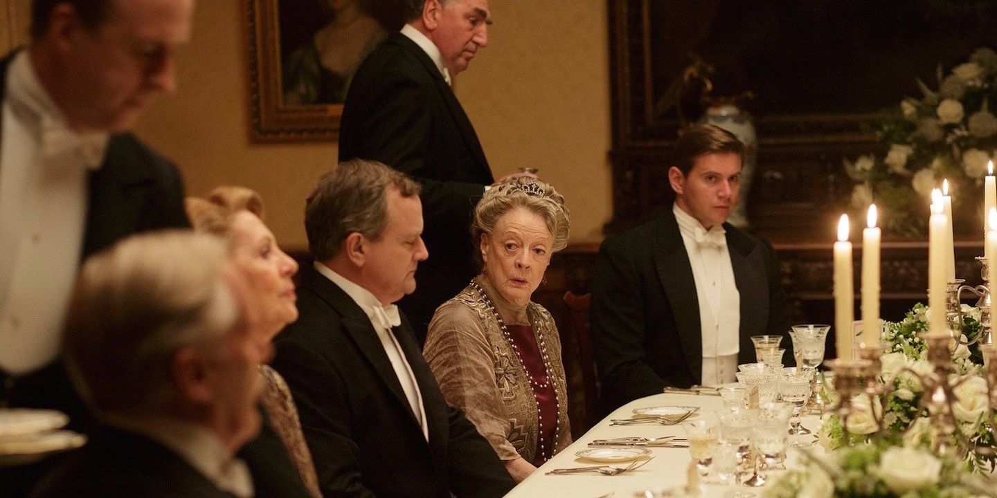 Violet and Robert Crawley at the dinner table in Downton Abbey