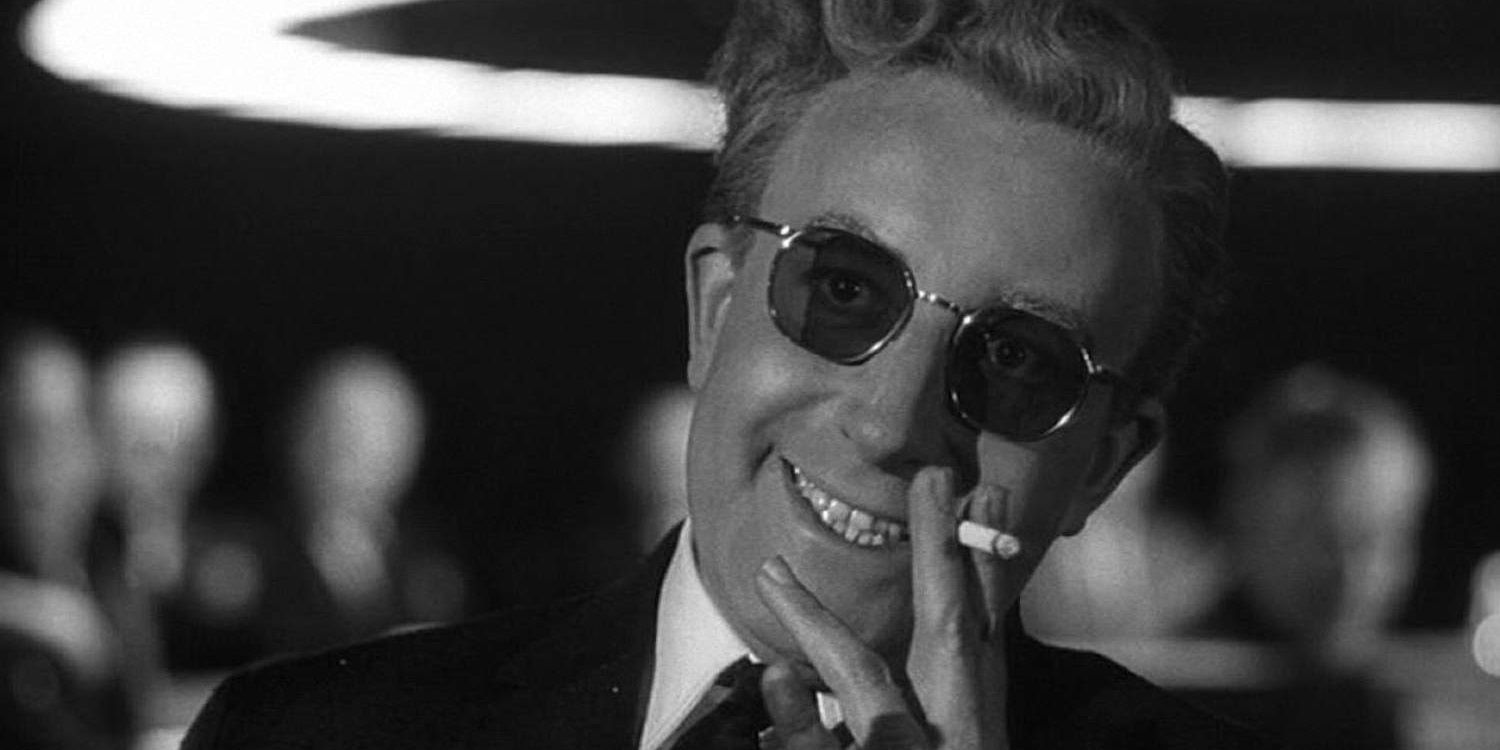 Peter Sellers smoking a cigarette in Dr Strangelove