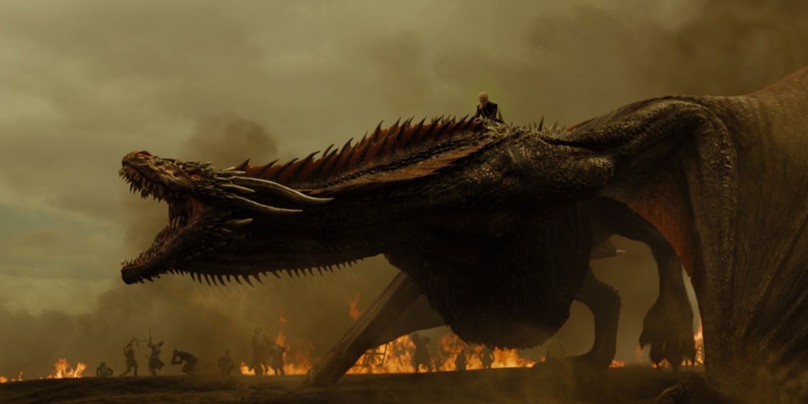Daenerys riding Drogon in battle against the Lannister army