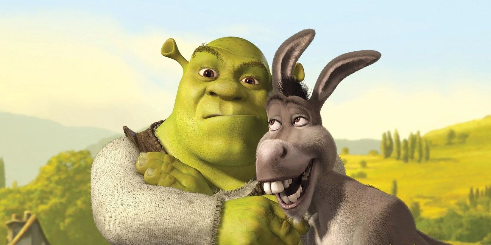 Shrek and Donkey smiling in Shrek.