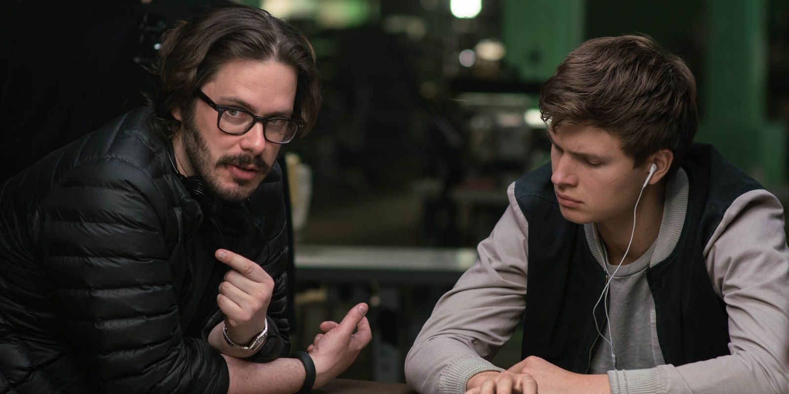 Edgar Wright on the set of Baby Driver