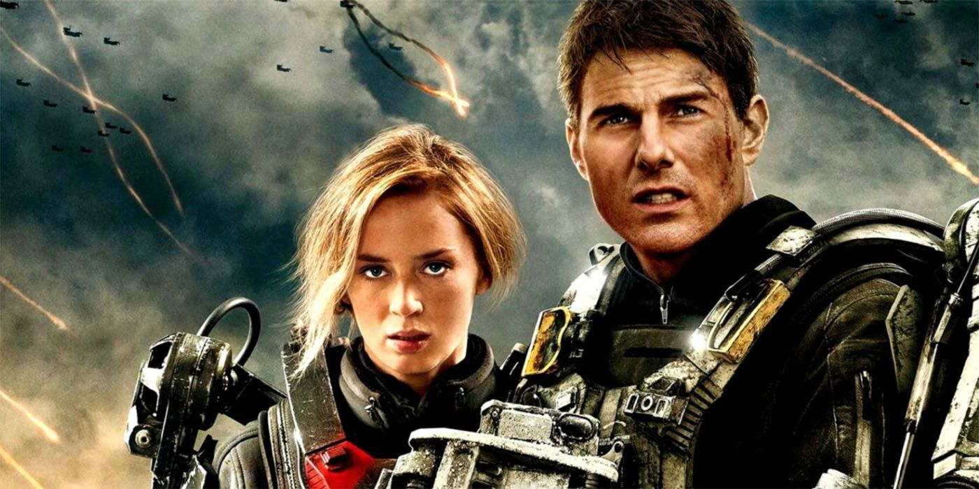Poster for Edge of Tomorrow featuring Tom Cruise and Emily Blunt wearing armor