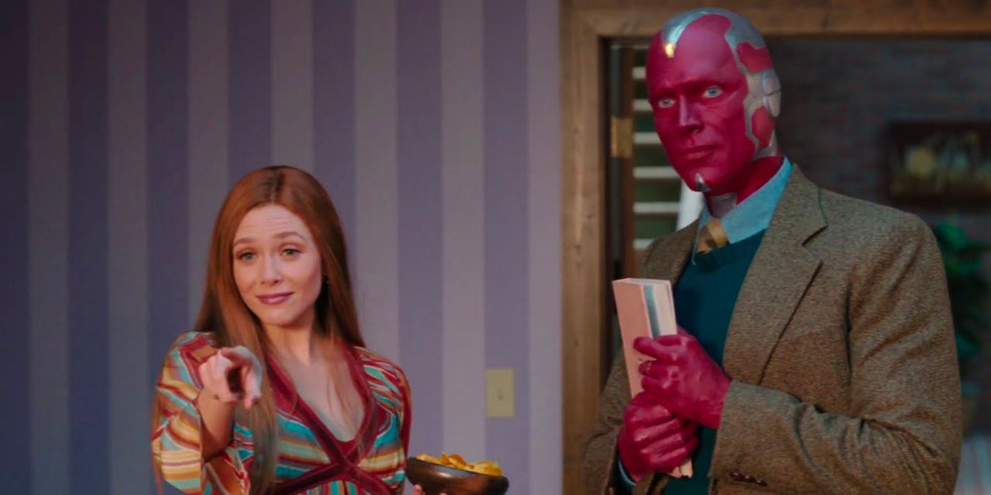 Elizabeth Olsen and Paul Bettany as Scarlet Witch and Vision in WandaVision