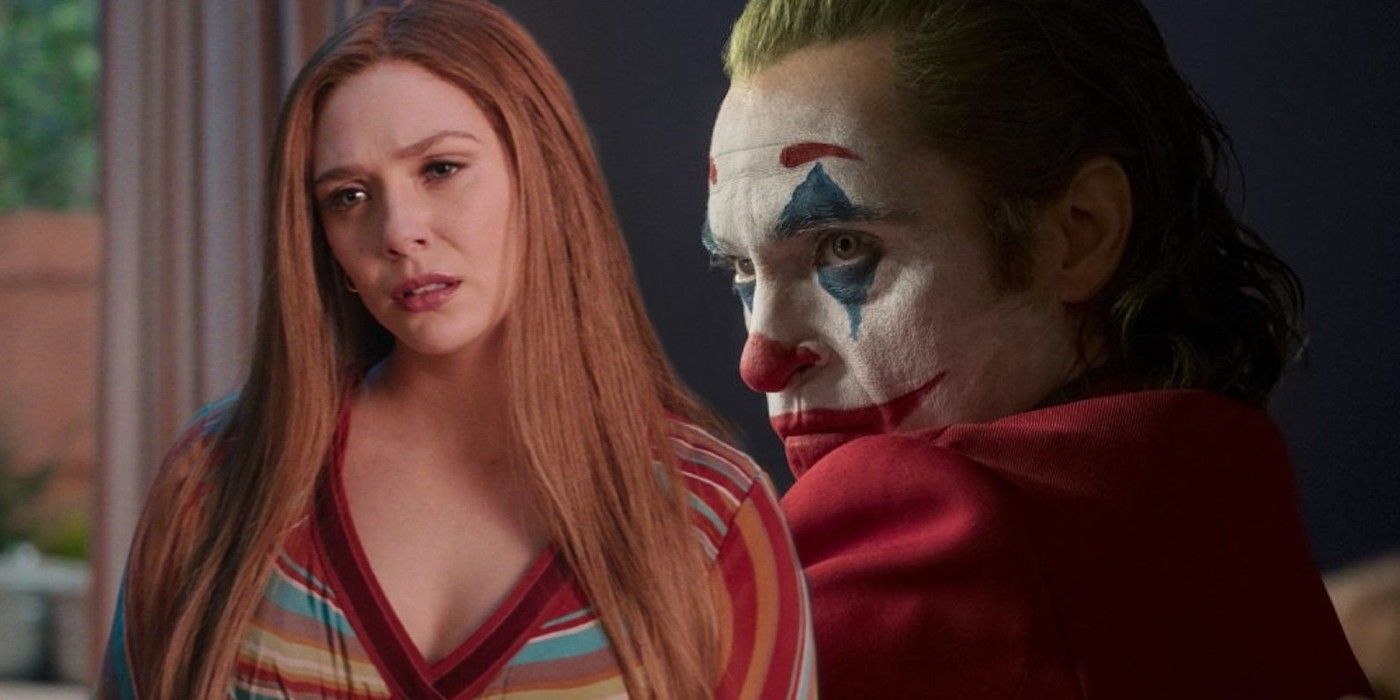 Elizabeth Olsen as Wanda Maximoff in WandaVision and Joaquin Phoenix as Arthur Fleck in Joker