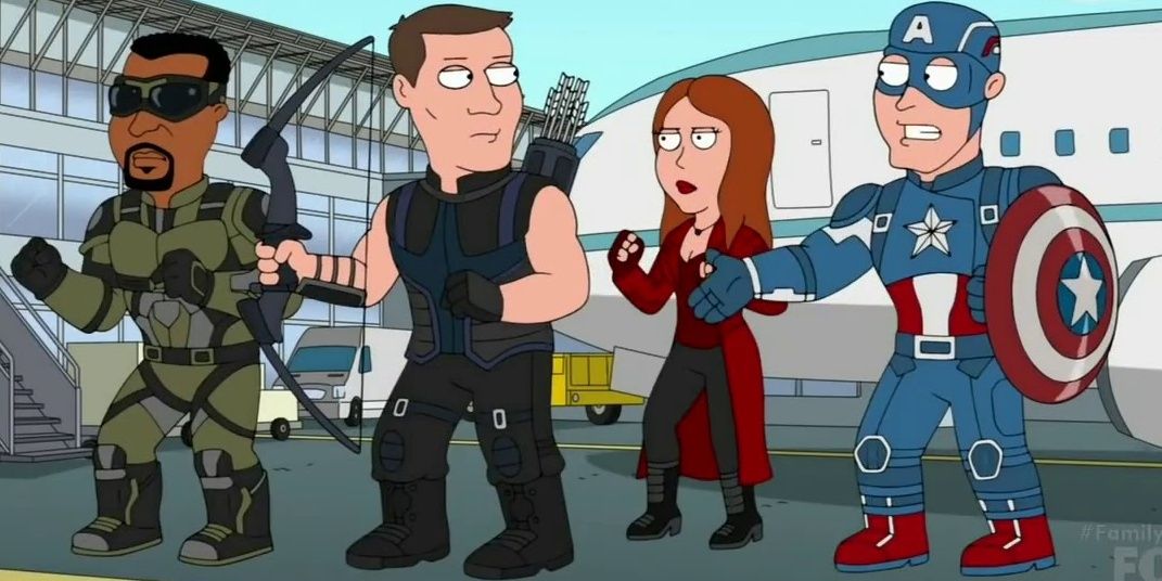 Capatain America's Civil War squad in Family Guy.