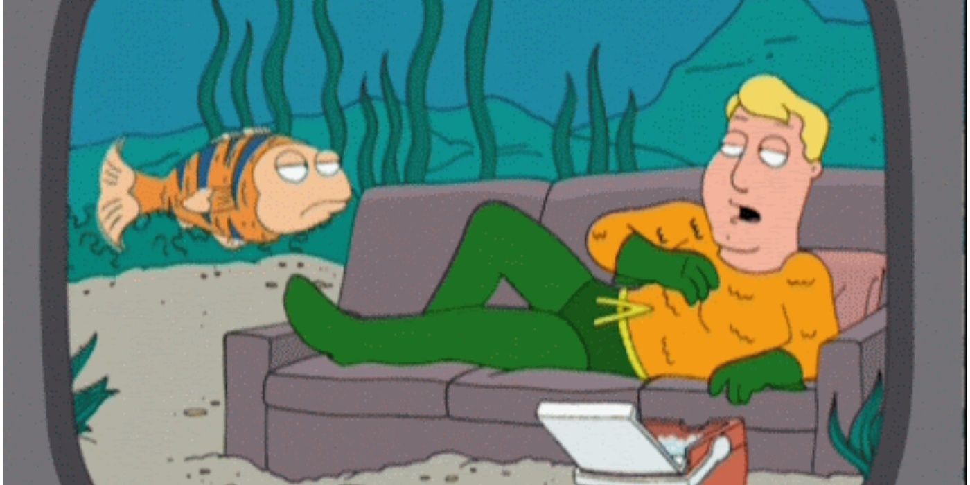 Aquaman on the couch.